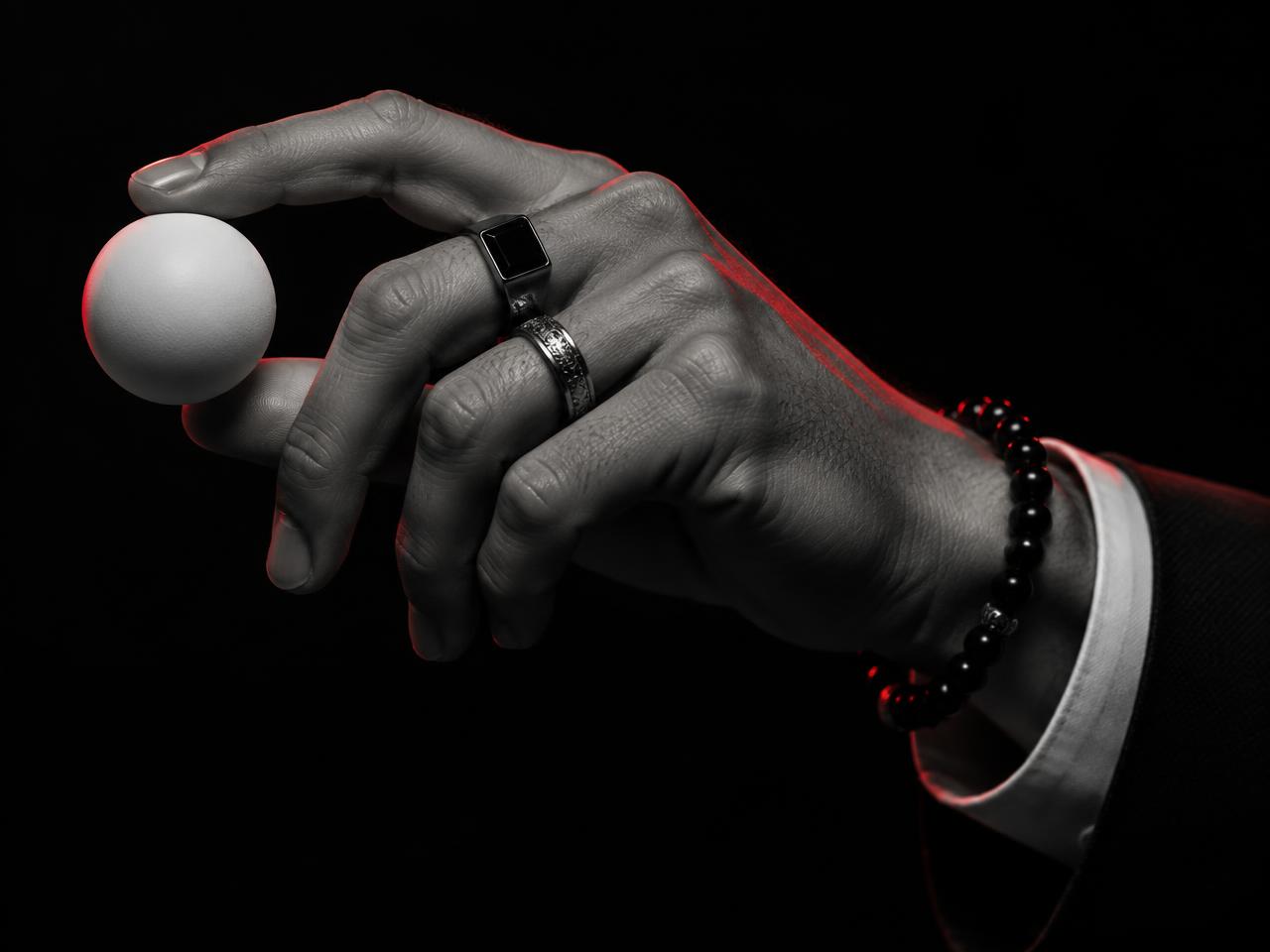 Player holding a ping pong ball